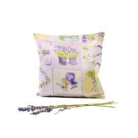 Lavender Pillow - Hand Stitched with 85 g Lavender Flowers from Provence - Lavender Cushion (Beige)