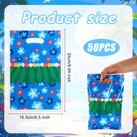 SAVITA 50pcs Cartoon Animation Party Favor Bags, Hawaii Goodie Bags Leaves Flowers Patterns Candy Treat Gift Bag with Handle Party Supplies Decorations for Kids Boys Girls Birthday Baby Shower