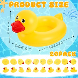 WinnerWhy Duck Matching Game Includes Inflatable Pool Pond and 20 Numbered Floating Rubber Ducks for Festival Carnival Water Outdoor Game, Pump Not Included