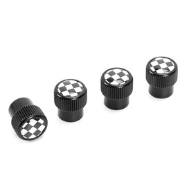 Metal Black Wheel Valve Stem Caps Cover Screw for Mini Cooper R50 R52 R53 R55 R56 R60 F54 F55 F56 F60 (Checkered)