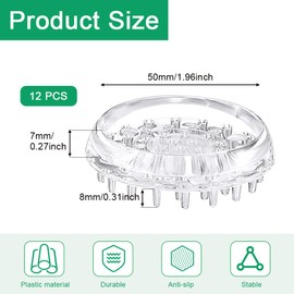 ADERTOS 12 Pack Spiked Caster Cups Clear Furniture Castor Cups Round Carpet Protectors Cups Non Slip Carpet Savers Floor Carpet Protectors for Sofas Tables Chairs Furniture Legs - 50mm Diameter
