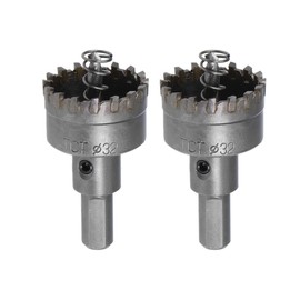 sourcing map 32mm Carbide Hole Cutter, Hole Saws for Stainless Steel Sheet Metal, High Density Carbide Tooth, 2pcs