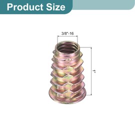 sourcing map 25Pcs Threaded Inserts, 3/8"-16x1" Zinc Alloy Hex-Flanged Nut Threaded Inserts for Wood Working Tools and Accessories