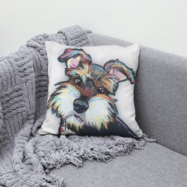 The Beach Stop Decorative Watercolour Schnauzer Dog Scatter Cushion Cover | Home Decor Inspo | Gift Idea for Dog Lovers | 45x45cm 18x18” | Schnauzer
