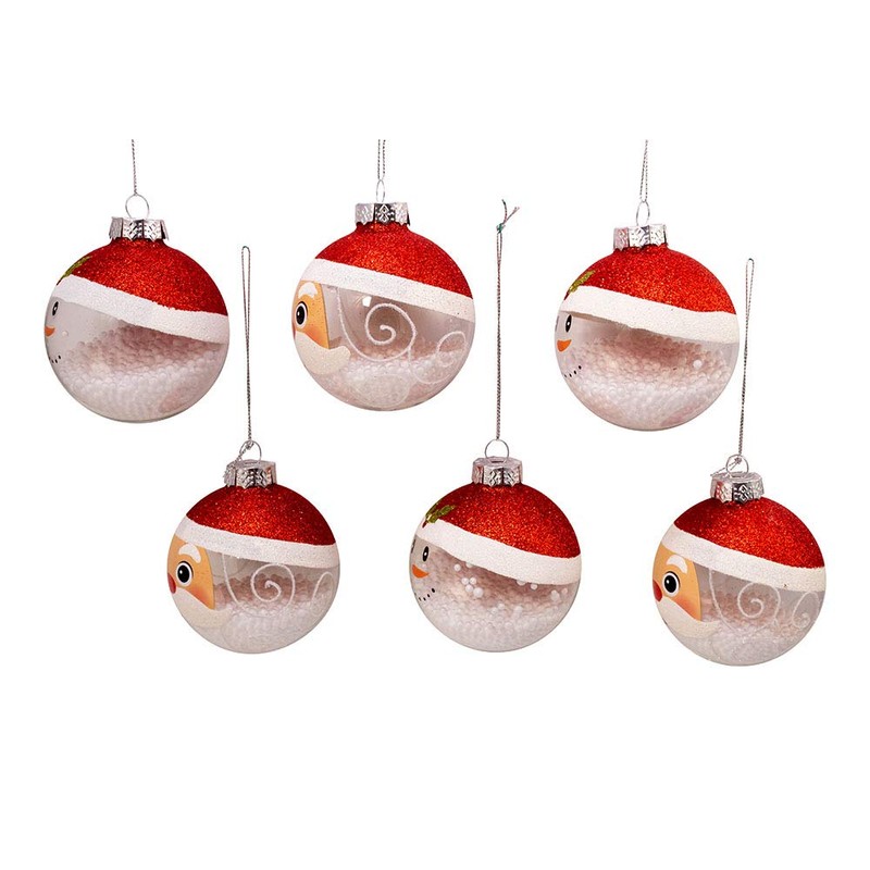 Kurt Adler 80MM Clear and White Santa and Snowman Glass