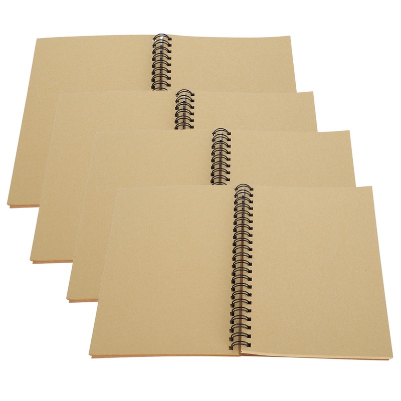 4Pcs Kraft Paper Sketchbook Retro Sketch Pad HandPainted Thick Art