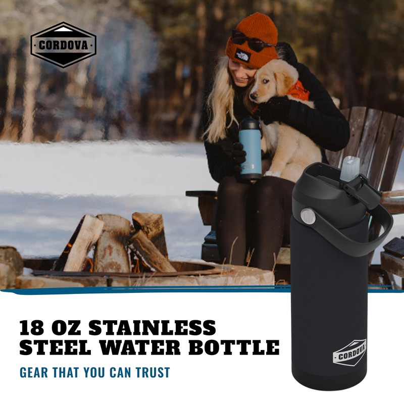 Cordova Outdoors Trailhead Class Water Bottle, Obsidian, 18 oz