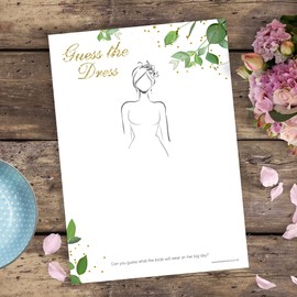 20 x Guess The Dress - Bridal Shower Hen Party Game - Botanicals Design - Includes Winner's Certificate