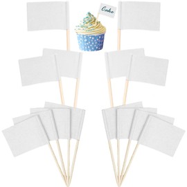 SZCXDKJ 200 Pcs Disposable Blank Toothpick Flags, Cocktail Sticks Mini Food Labels Flags for Party Food, Cupcake Toppers, Cheese Labels, Fruit Salad, Baby Shower Names, Pub BBQ Party Supplies (White)