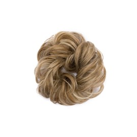 Women Messy Hair Scrunchy Scrunchie Bun Up Do Hair Piece Hair Ribbon Ponytail Hair Extensions Wavy Messy Sandy Blonde to Bleach Blonde
