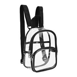 AIMALL 12-Inch Transparent PVC Backpack - Clear School Bag with Adjustable Straps, Spacious Pockets & Easy Access Compartments for Travel, Sports & Concerts