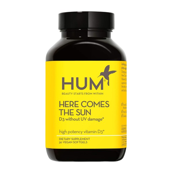 HUM Here Comes The Sun - Immune Support Supplement with Vitamin D to Support a Healthy Immune System & Calcium Absorption - Vegan Vitamin D3 to Support Radiant Skin, Mood + Bone Health (30 Softgels)
