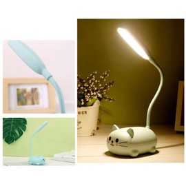 Genyerl LED Desk Lamp for Kids,Mini Cat Night Light, Cute Cat Foldable USB Rechargeable Reading Light Bedroom Children's Bedside Study (Blue)