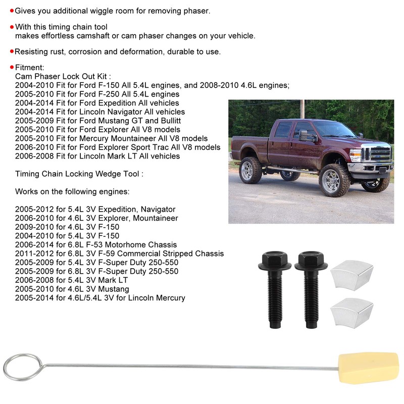 Aramox Cam Phaser Lockout Kit for Ford 5.4 3V, Cam