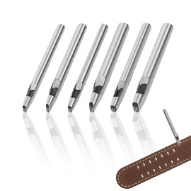 6Pcs Oval Leather Punch Tool Set Steel Hollow Leather Hole Puncher for Belts Waistband Belt Punching Tool Leather Hole Punch Oval Hollow Punch Set Belt Hole Puncher for Belt Watch Band DIY