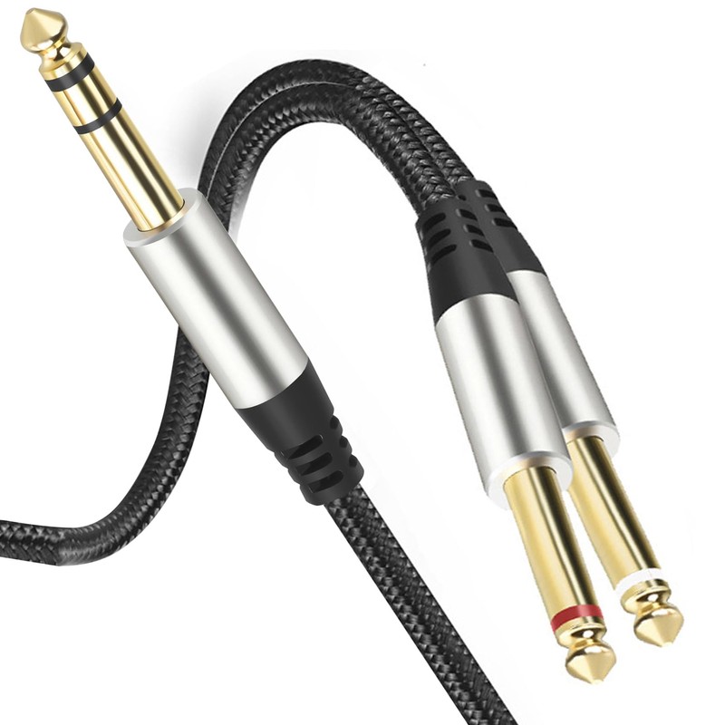 Tunghey 2m 1/4" Insert Cable, Stereo to Dual Mono Y