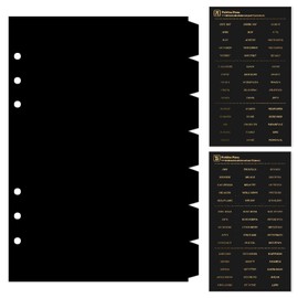 DY.2ten Black Folder Dividers A5 6 Holes 7 Sheets Plastic Folder Index Divider for Ring Binder, Notebook, Planner (21 cm x 14.2 cm)