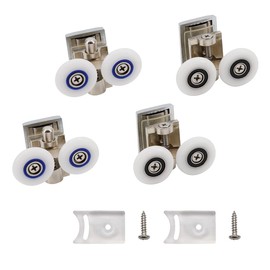 4pcs Shower Door Twin Rollers - 2 Top & 2 Bottom 26mm Runner Wheel fit for Curved and Straight Glass Doors 6-8mm
