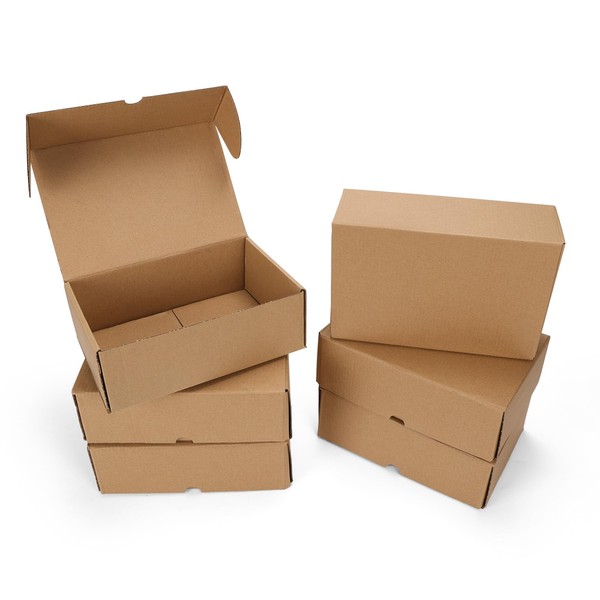 PHAREGE 9x6x3 inch Shipping Boxes 6 Pack Brown, Tab Lock