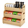Tea Bag Organizer Storage Holder- Bamboo Countertop Teabag Display Rack