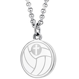 Volleyball Necklace With Inspiring Bible Quote – Proverbs 29:25 Silver Cross Necklace for Men and Women That Love Sports – Makes a Unique, Inspiring Gift for All Athletes – Volleyball Chain ​