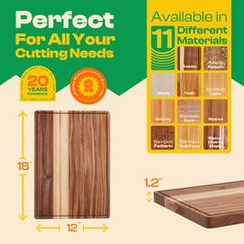 Riveira Walnut/Maple/Cherry Wood Cutting Board – Gourmet Grandeur: 18 x 12 Wooden Cutting Board – Natural Wooden Cutting Boards For Kitchen – Innovative Juice Grooves Wooden Chopping Board