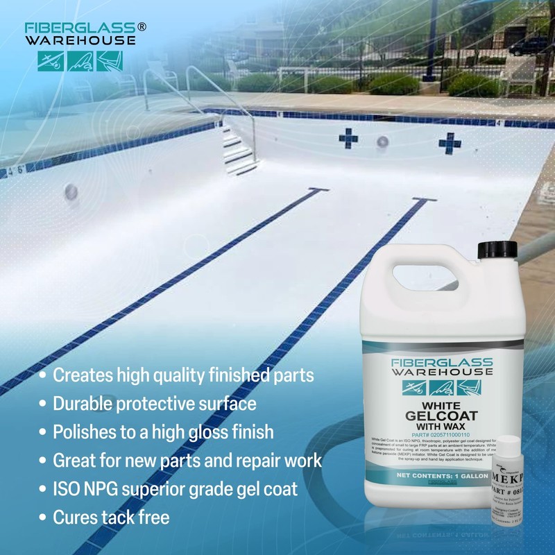 Fiberglass Warehouse White Gel Coat – 1 Gallon Gelcoat (WAXED)