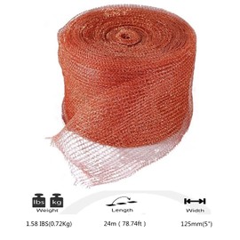 24 m x 125 mm copper mesh roll, metal mesh copper mesh protection, robust pure copper wire mesh for building holes, protecting seedlings and seeds, grill clean