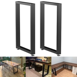 28 Inch Heavy Duty Black Steel Metal Square Table Legs, Tall Table Legs with Protector Adjustable Feet, DIY-Office Desk Legs/Dining Table Legs/Outdoor Furniture Legs/Coffee Table Legs (Up to 1000LB)