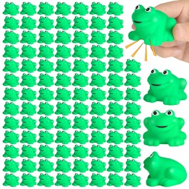120 Pieces Rubber Frogs Mini Rubber Frogs for Bath Squeak and Float Frogs Green Rubber Frogs Shower Frog Swimming Bathtub Toys for Boys and Girls Shower Bathtub Pool Birthday Party Decoration