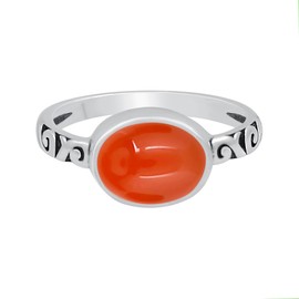 925 Silver Plated 3.10Cts Natural Carnelian Ring Size 12 For Women, Orange Stone July Birthstone Ring Jewelry Mother's Day Gifts For Mom Wife
