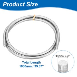 sourcing map 1Pcs Zinc Wire, 99.99% High Purity Solid Zinc Bar 1/4"(6mm) Dia 39 3/8"(1000mm) Length Zinc Metal Rod Anode Good Conductivity for Scientific Experiment Research DIY Craft