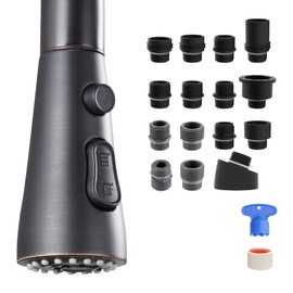 Metal Pull Down Spray Head for Kitchen Faucet, Kitchen Sink Spray Nozzle with 15 Adapters, Faucet Head Replacement Compatible with Moen, American Standard, Delta, Kohler Faucet, Oil Rubbed Bronze