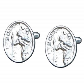 St Christopher Cufflinks, Religious Cufflinks, Pewter Cufflinks, Handcast by William Sturt, in Fine Pewter