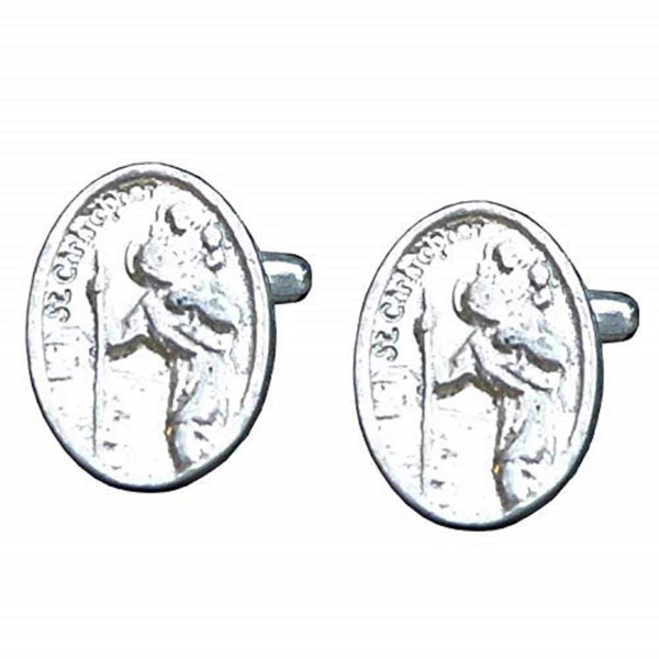 St Christopher Cufflinks, Religious Cufflinks, Pewter Cufflinks, Handcast by William