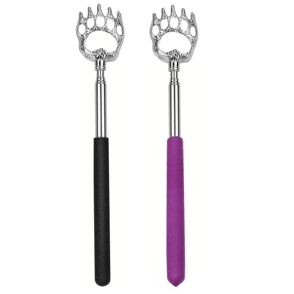 StaiBC Back Scratcher Bear Claw Telescopic Back Itching Scalp Scratchers Massager with Soft Rubber Handles Portable Hand Massage Tool Both Human and Pets (2)