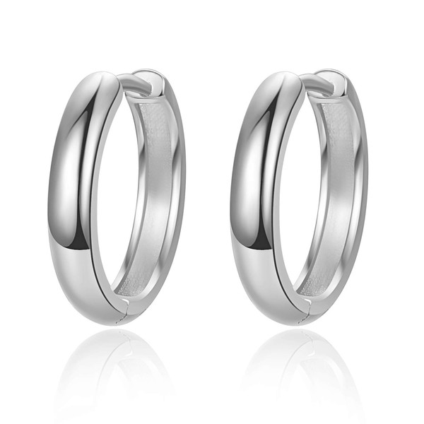 BONLAVIE 925 Sterling Silver Post Huggie Earrings | Hoop Earrings