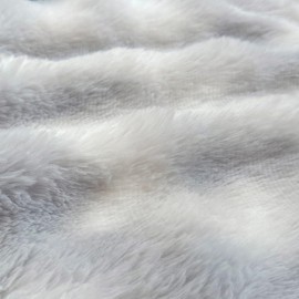 ZIQINPSQ Flannel Pillow Cases King Size Set of 2, Ultra Soft Faux Rabbit Fur with Plaid Pattern, 20x36 Inches, Warm and Cozy Boho Style Pillow Covers with Zipper Closure,Silver