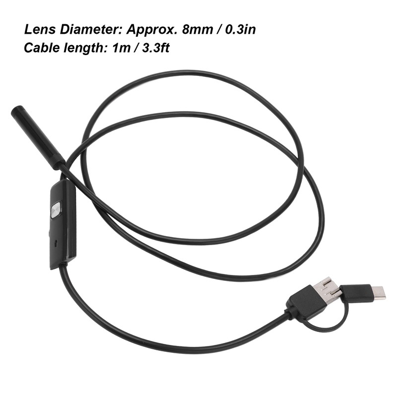 AN100‑8 8mm 3 in 1 Endoscope IP67 Waterproof 6LED Adjustable
