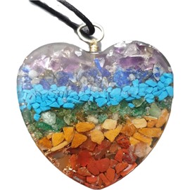 Hand Made Reiki Energy Charged Seven Chakra Stone, Reiki Symbol Pendant Powerful Heart Shape Pendant