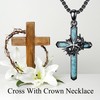 YAFEINI Crown of Thorns Necklace Sterling Silver Catholic Cross Pendant