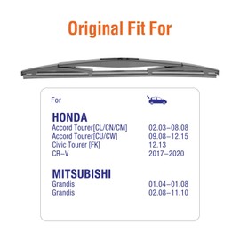For Genuine Honda 76730-TRN-H01 CRV 2017-2021 Rear Windshield Wiper Blade Replacement, Exact Fit for CR-V 2017 2018 2019 2020 2021 Rear Wiper Arm, WOWIPER Car Wipers, 300mm - 12" + 12 inch (set of 2)