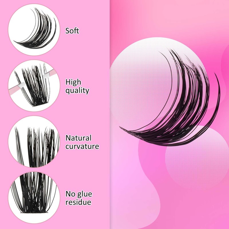 FADLASH Cluster Lashes D Curl Wispy Individual Lashes DIY Eyelash