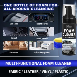 POLIXEL Multifunctional Foam Cleaner for Car - Car Interior Cleaner & Deep Stain Remover for Home, Powerful Foam Removes Dirt and Stains from Seat, Fabric and Carpets - 5oz / 150ml