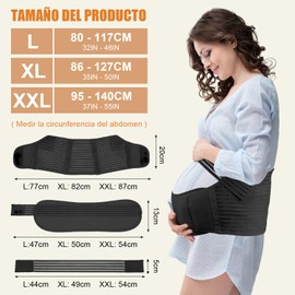 GUDREN Cinturón de Maternidad, Cinturón de Apoyo 3 en 1, 3 Yardas Faja para Embarazadas, Cinturón De Ajustable, Para Todas Las Etapas Del Embarazo Y Posparto (Negro, XXL)