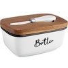 Ceramic Butter Dish with Lid and Knife for Countertop, Airtight