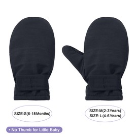 American Trends Toddler Mittens 2 Pairs Toddler Snow Gloves Lined Fleece Warm Waterproof Winter Gloves for Baby Boys Girls Black & Navy M(Fits 2-3 years)