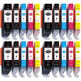 20 XL Printer Cartridges Compatible with Canon Pixma MG 5700 MG5750 MG5751 MG6850 MG6851 MG7750 MG7751 as Replacement for PGI-570BK CLI-571BK CLI-571C CLI-571M CLI-571Y