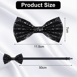 JOOTUEPO Glitter Bow Tie Sparkling Sequin Bowtie, 2 Pack Glitter Bow Tie Sequin Bow Tie, Adjustable Strap Buckle Shiny Glittering Pre-tied Bow tie for Party Carnival Christmas Fancy Dress Stage Show