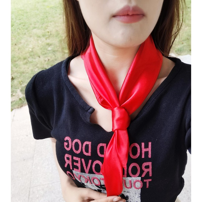 1 Piece of Red Square Satin Scarf Wrap Neck Scarf